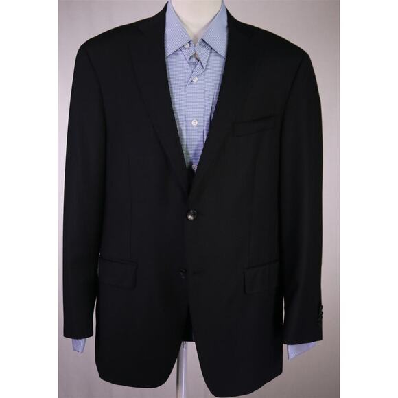 Hart Schaffner Marx Current Solid Black 2-Btn Wool Blazer Jacket 42R - Picture 2 of 9